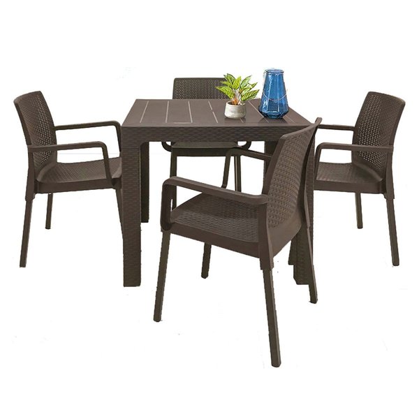 Rainbow Outdoor Napoli 5-Piece Dining Set-Brown RBO-NAPOLI-BRW-5DA